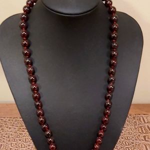 Genuine Red Garnet Necklace 18" 8mm